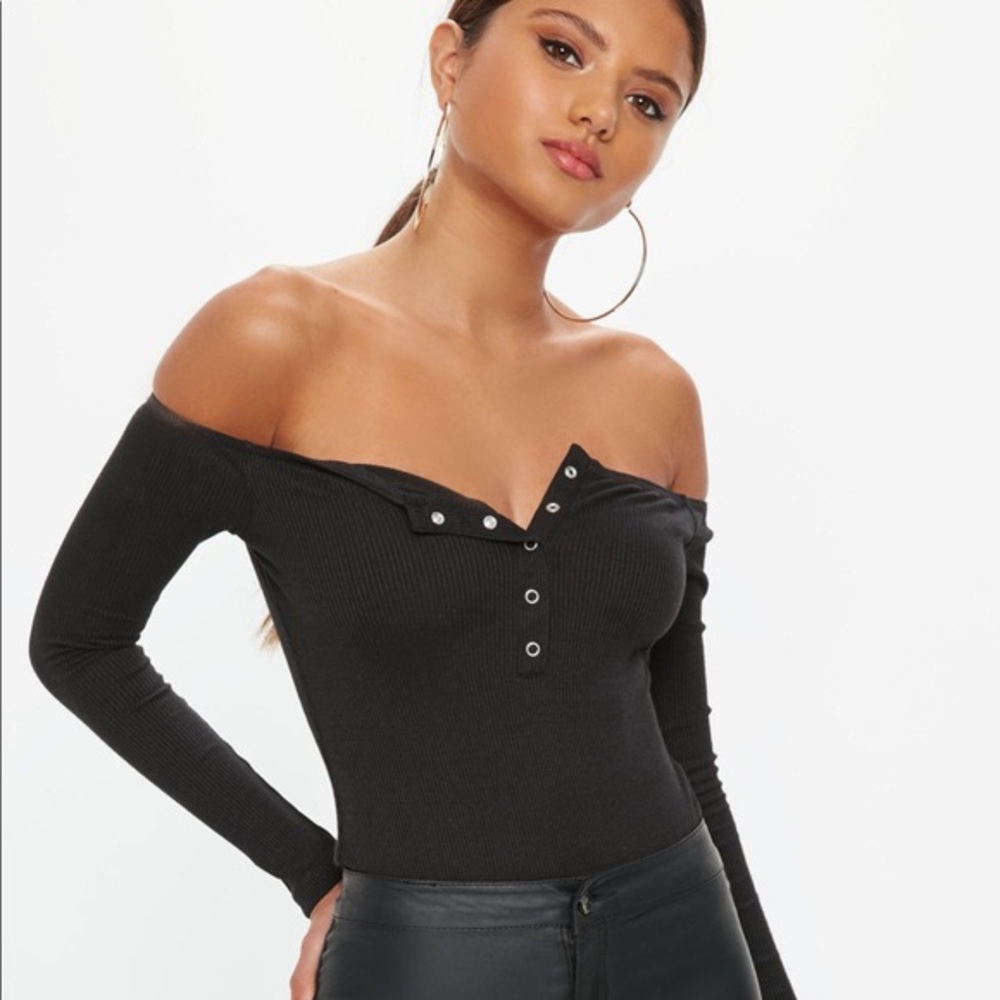 Missguided Popper Front Bardot Top